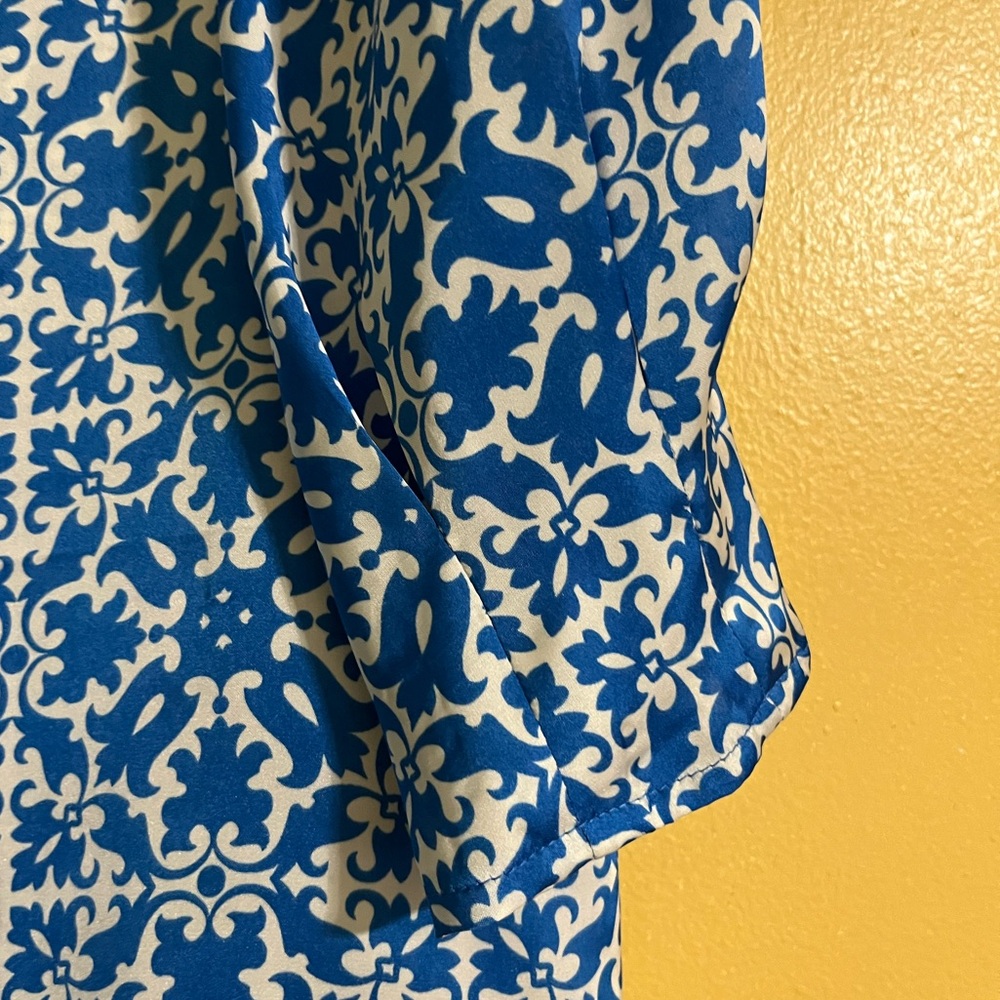 C&C California Blue and White Geometric Tile-Print Tunic - Picture 4 of 7